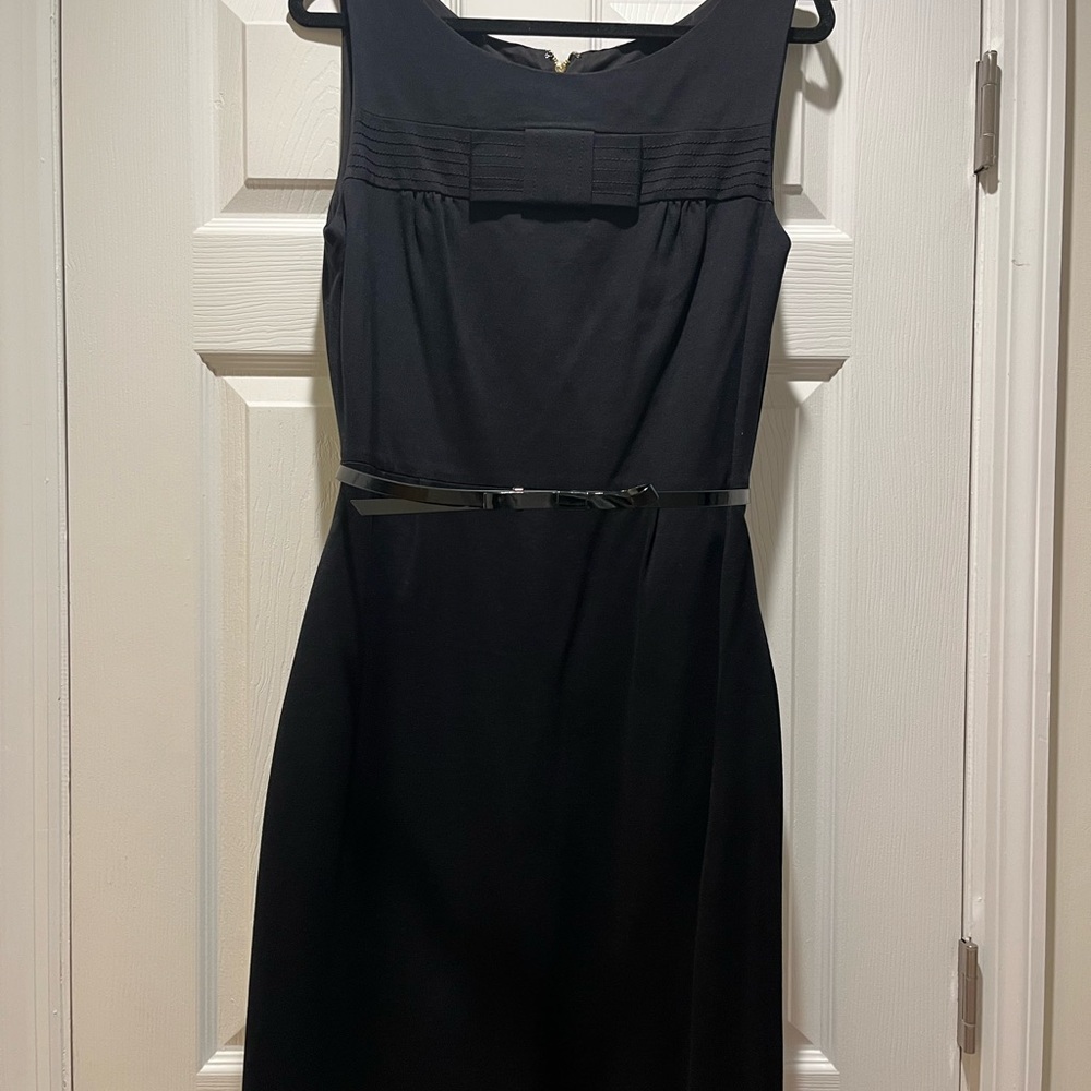 Kate Spade Black Pleated Sheath Midi Dress